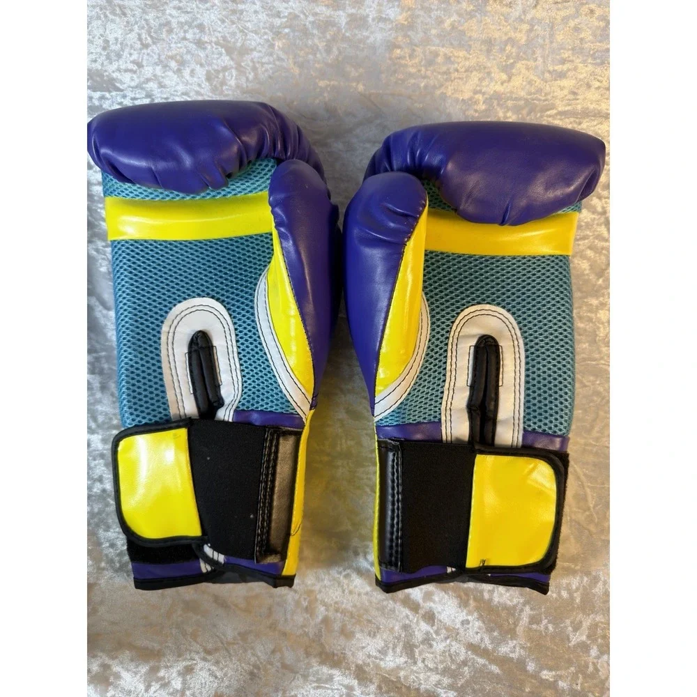 Everlast Pro Style Elite Boxing Gloves 12 Oz Womens Purple Yellow w/ Case